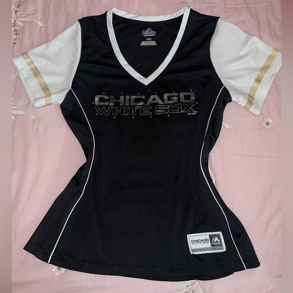 Chicago White Soxs Black and White Fitted Jersey Top MBL
